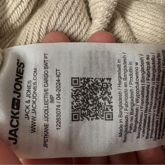 Jack & Jones Cream Cargo Jogger Sweatpants Mens M Classic Casual Cozy Athletic - Picture 8 of 16